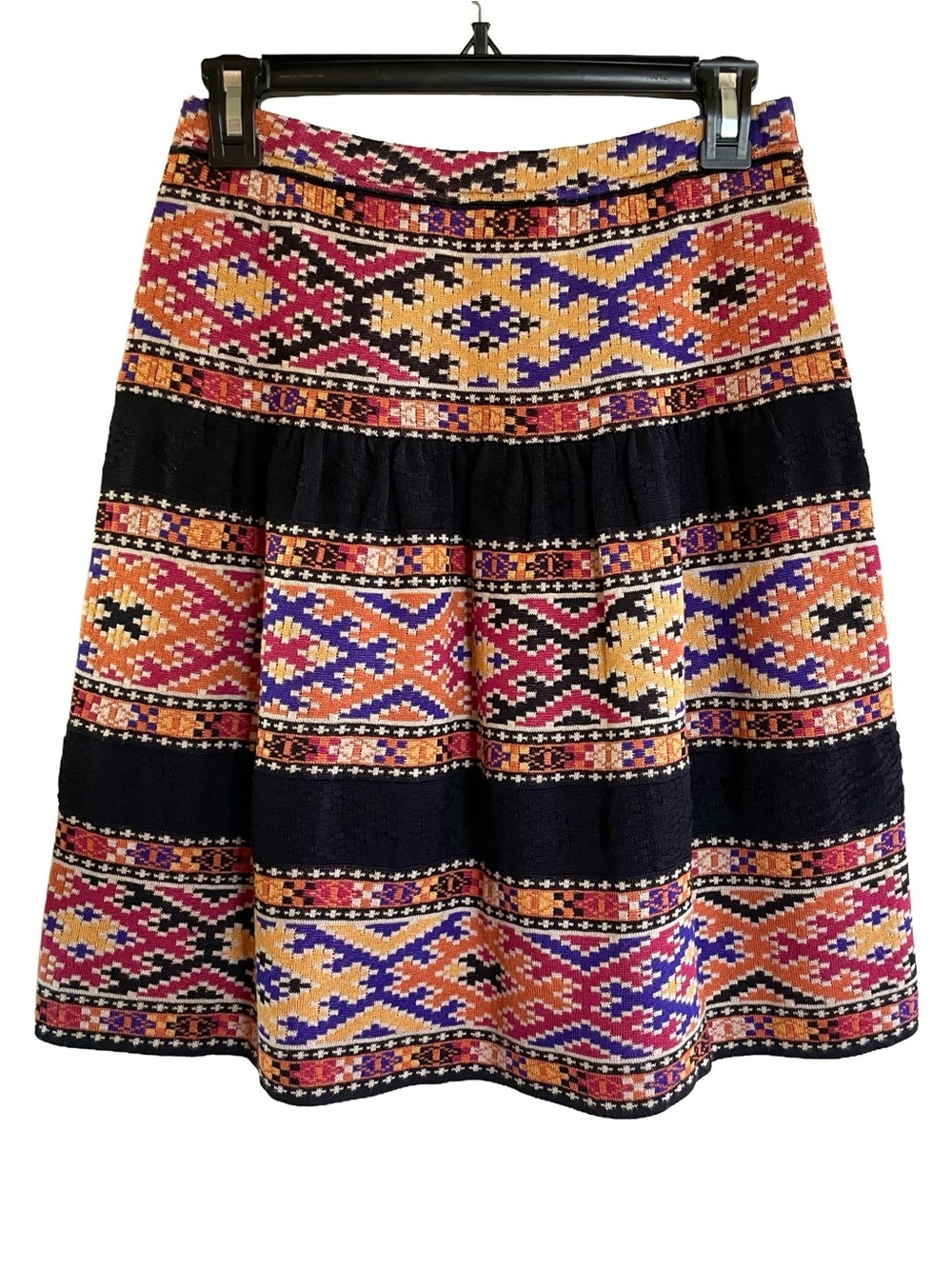 Peruvian Connection Asmaan Cotton Knit Skirt Small Boho Pattern